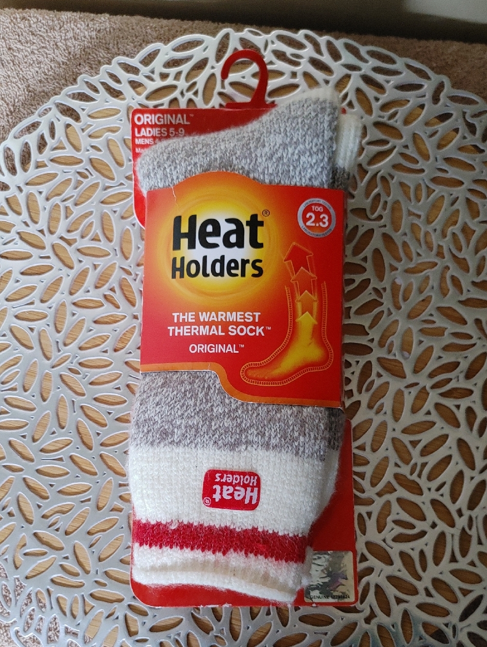 Heat Holders Men’s Thermal Athletic Socks - Gray, White & Red Accent